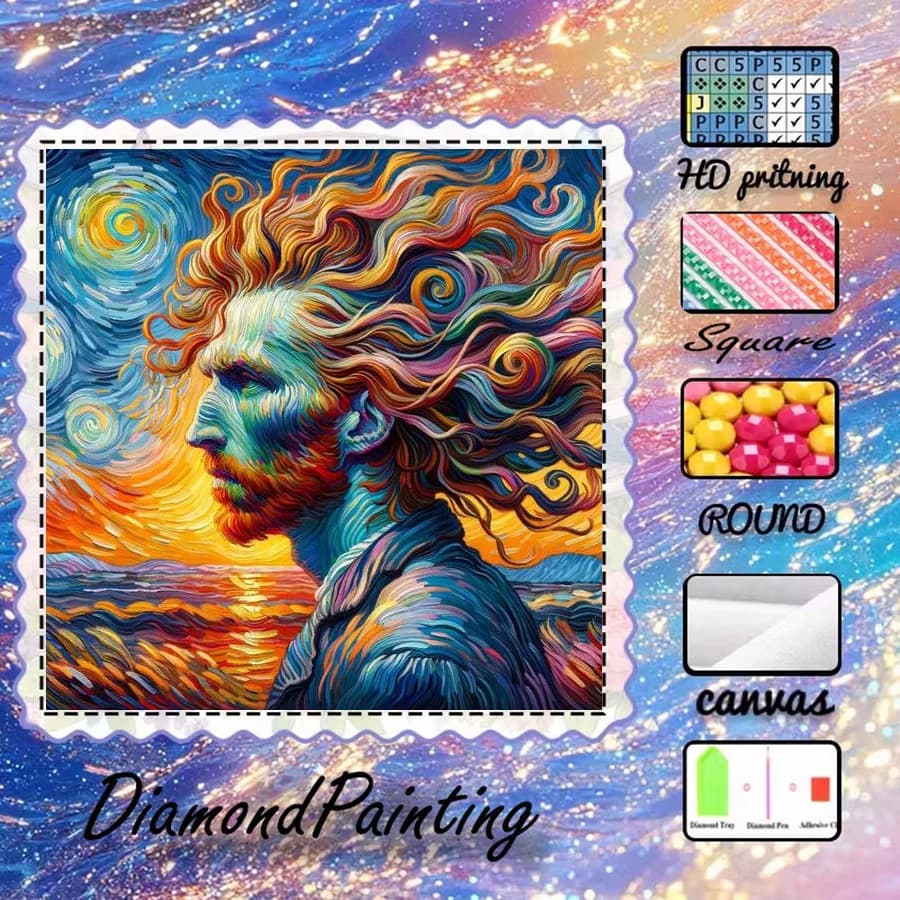 1 pezzo - 5D-DIY - Tessuto floccato - Trapano speciale - Set per pittura con diamanti - Capelli colorati - Mosaico - Arte con diamanti