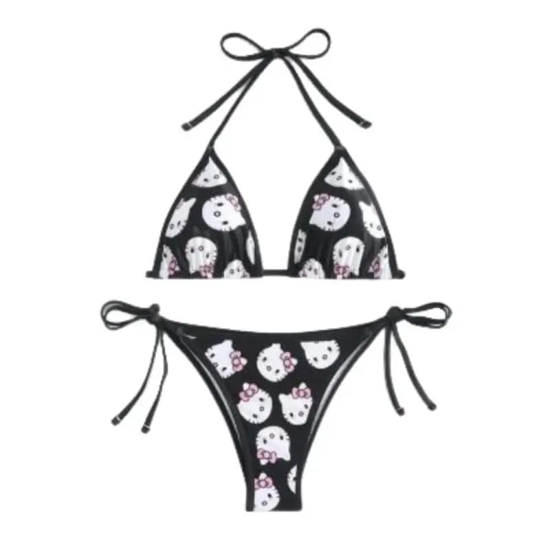 Bikini Sanrio Hello Kitty 2 Pezzi, Costume da Bagno Creativo e Carino per Acque Terme, Vendita Calda, Regalo per Ragazze, Festa in Piscina, Vacanze, Gonna da Spiaggia