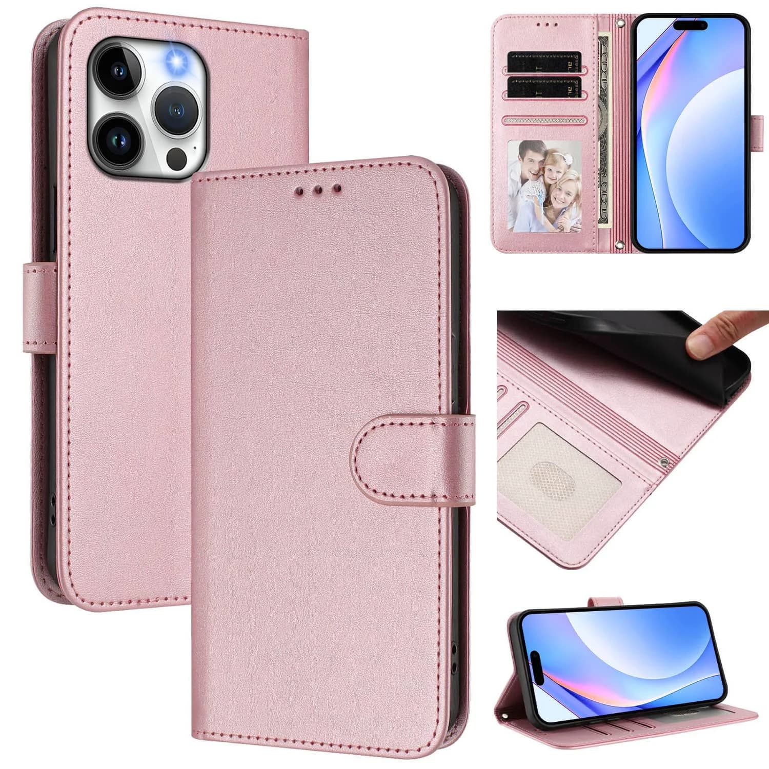 Custodia a portafoglio compatibile con iPhone 14/13/12/11 Pro Max 14 Plus con blocco RFID e porta carte di credito, protettiva a libro