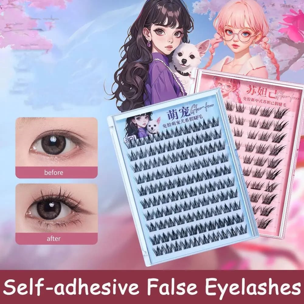 Ciglia finte 5D senza colla 10 file Ciglia morbide segmentate Fasci Resuable Fai da te Ciglia finte autoadesive Strumento per il trucco