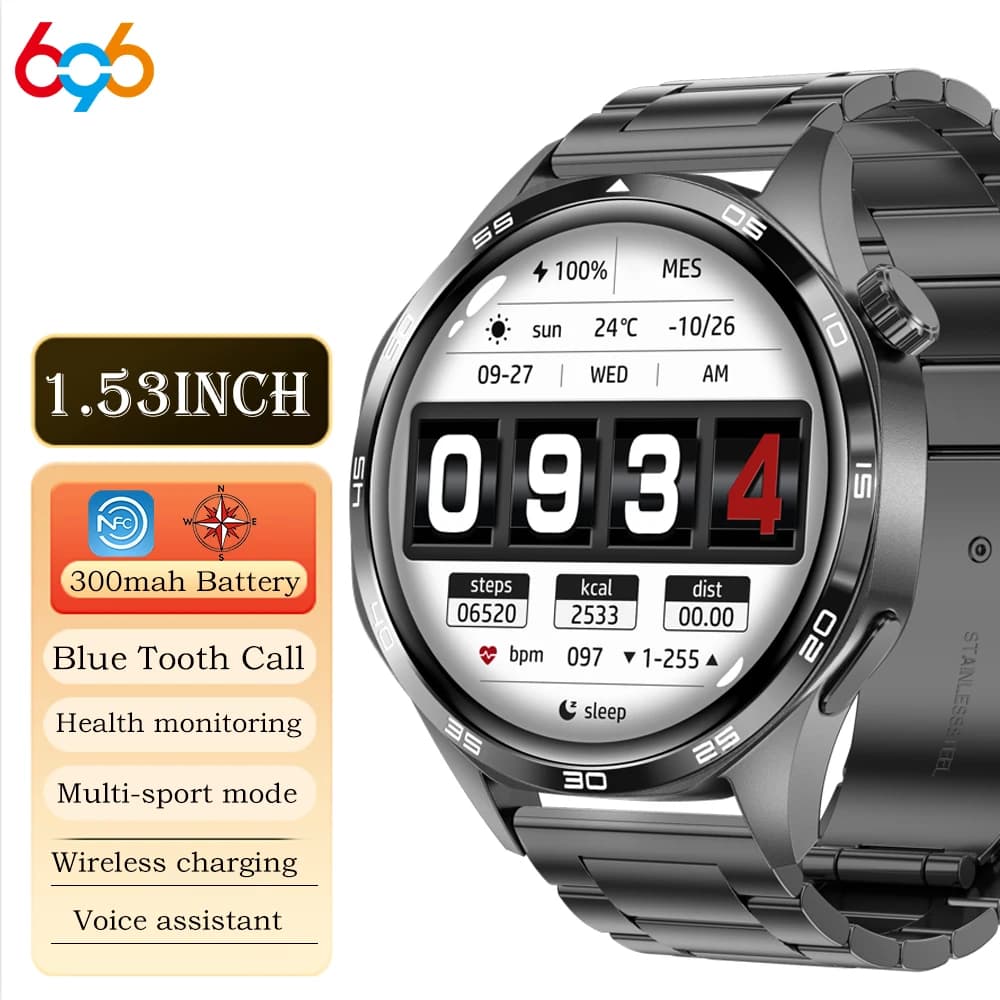Smartwatch con Ricarica Wireless, Chiamate Bluetooth, Monitoraggio Salute, Impermeabile, GPS, Tracciamento Movimento, Bussola, Assistente Vocale