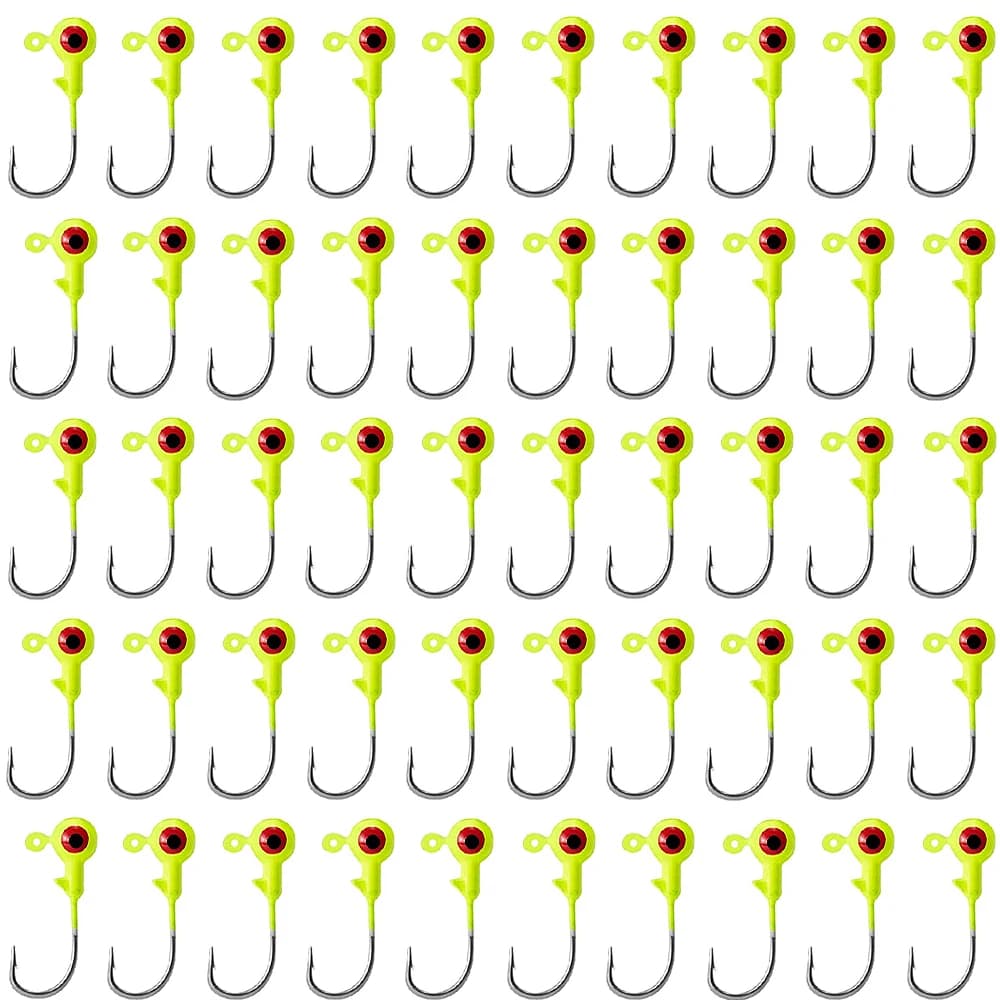 50PCS Ami da pesca Set Piombo Jig Teste Carpa Crappie Richiamo Esca Ami da pesca 1/32 1/16 1/8 oz Strumento di pesca Merci Accessori