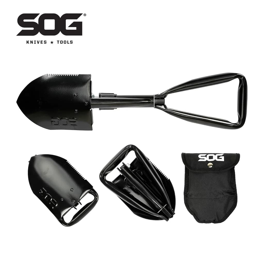 SOG Tactical Folding Shovel Multitool, EDC Gardening and Entrenching Tools, Outdoor Hand Shovel & Camping Equipments for Hiking