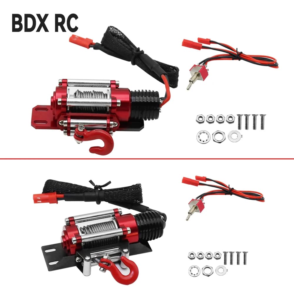 Verricello simulato automatico cablato in acciaio metallico per auto RC per 1/10 RC Crawler Car Axial SCX10 II III RBX10 D110 D90 TRX4 TRX6