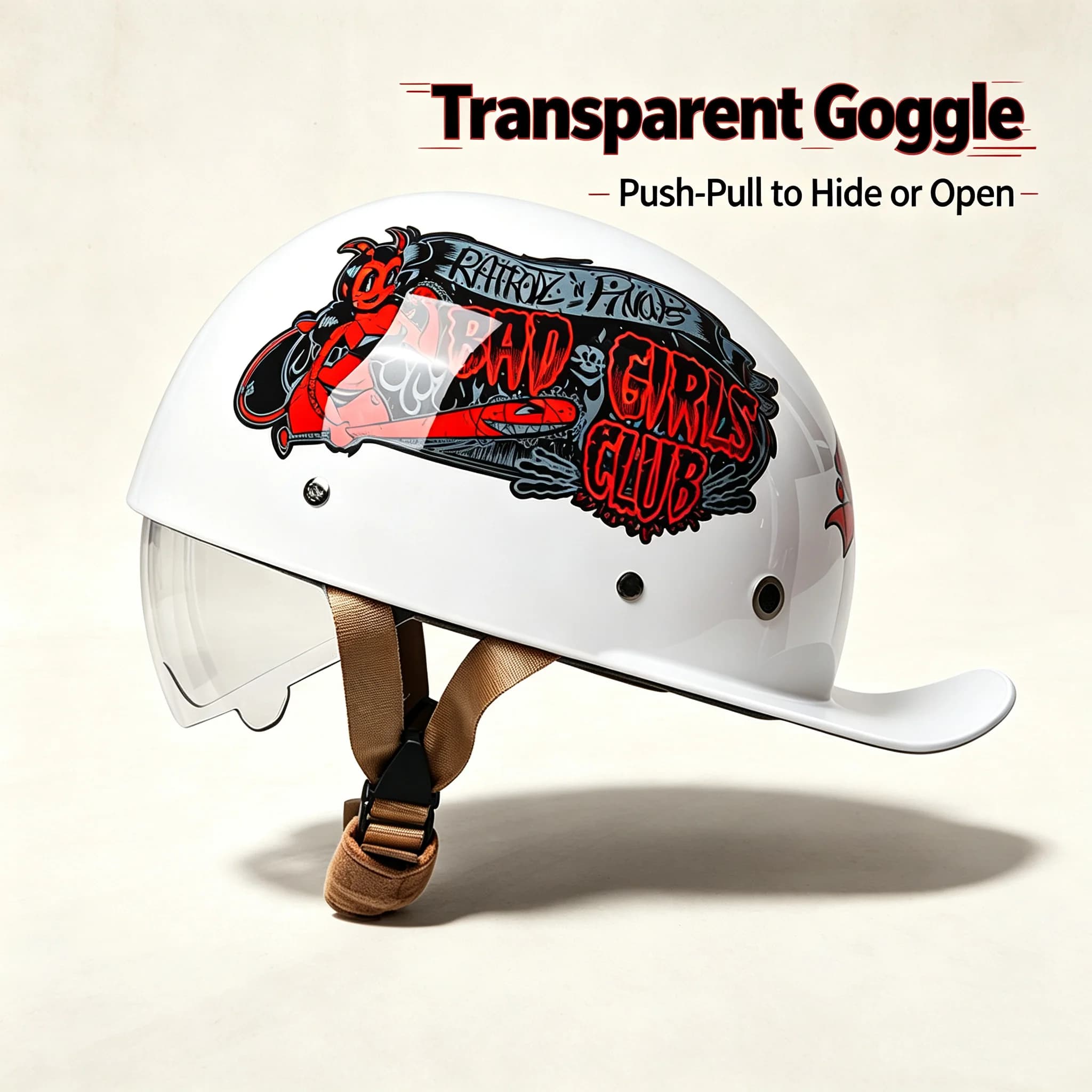 Vintage Half Helmet High Quality with Retractable Clear Lens for Motorcycle Scooter And Electric Bike Riding