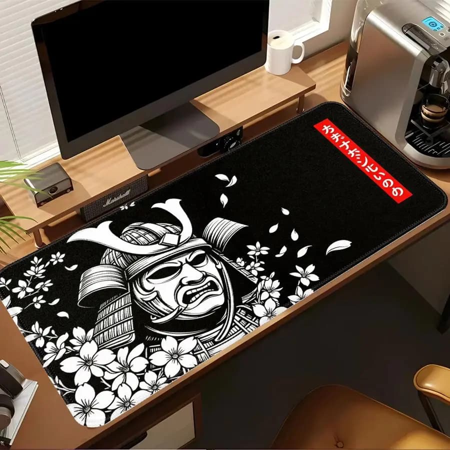 rubber Mouse Pad office Pad Game Console Pad Computer Laptop Pad Desk accessories Keyboard Mouse Pad Samurai Mask Cherry Blossom