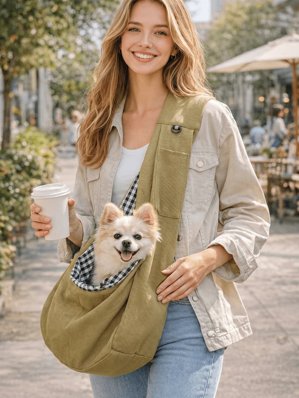 Small Dog Carrier Sling, Portable Pet Shoulder Bag For Cats And Puppies, Soft Hands Free Carrier With Pocket And D Ring