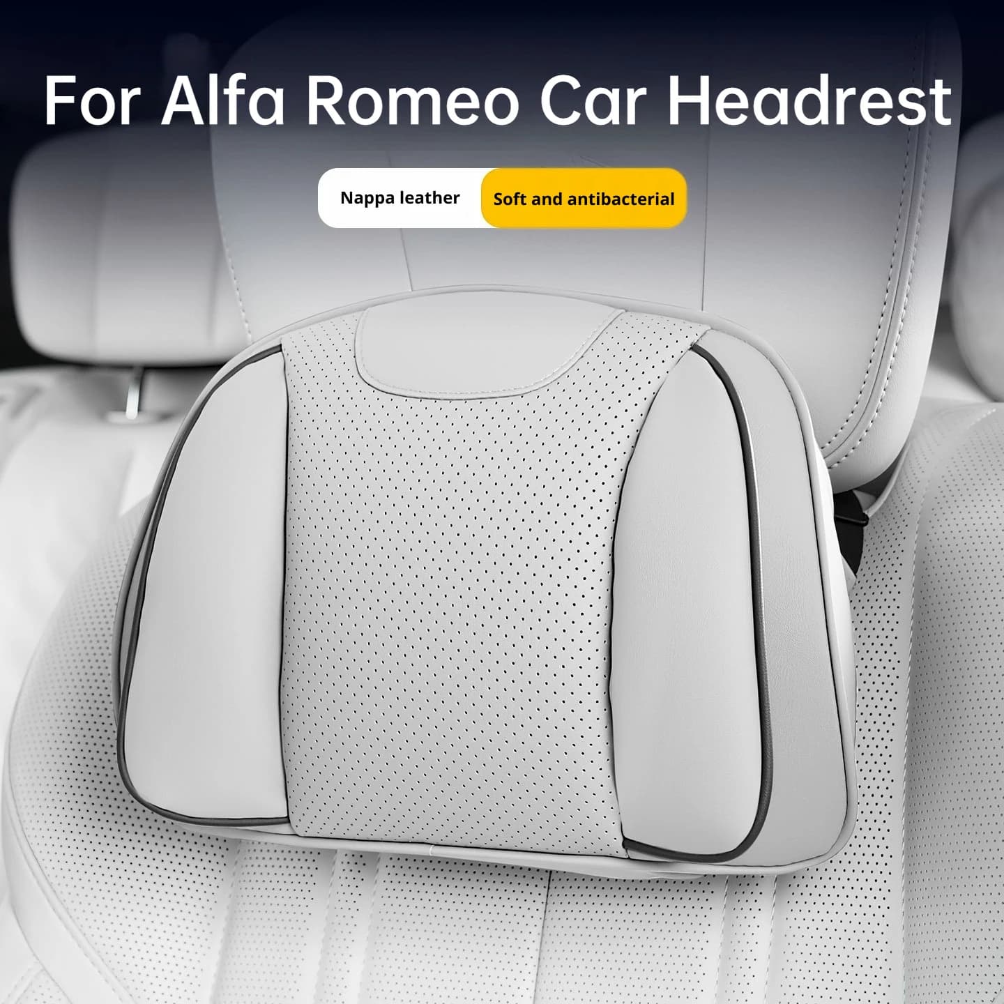 For Alfa Romeo Nappa Leather Car Headrest Lumbar Cushion Soft Car Neck Pillows Junior Tonale Stelvio Giulia Stelvio Accessories