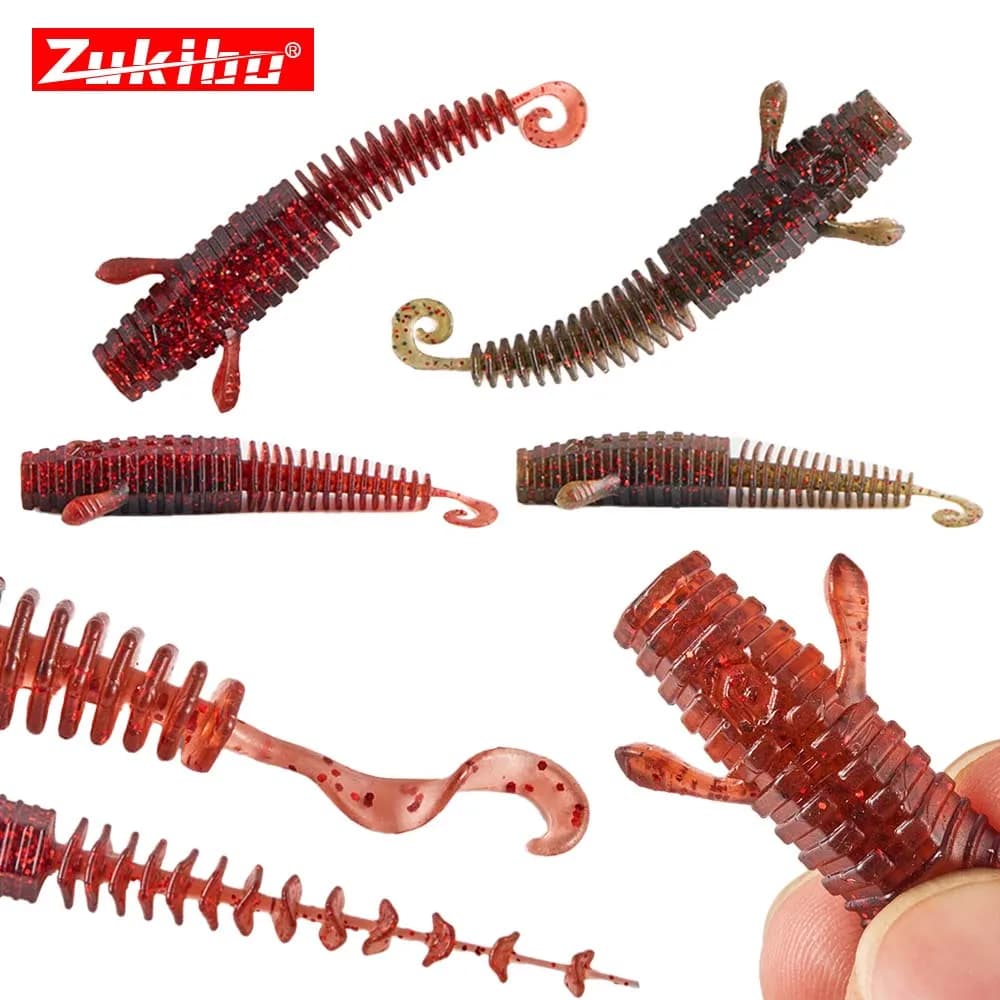 ZUKIBO Stick Bait 55/65/75mm Plastica morbida Gamberetti Richiamo Verme Esca artificiale Silicone Shad Richiamo per la pesca alla spigola Silicone Swimbait