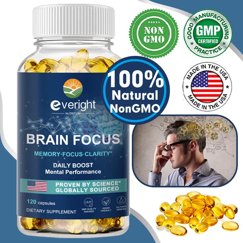 Brain Supplement for Memory, Focus, Nervous System, Energy and IQ, Concentration and Cognition Health
