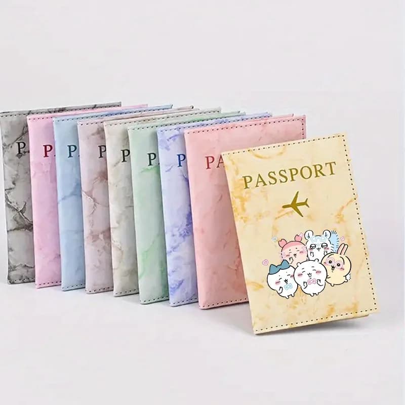 Chiikawas Airplane Passport Cover Case Women Men Kawaii Cartoon Wallet Purse ID Card Holder Travel Passport Protective Gifts New