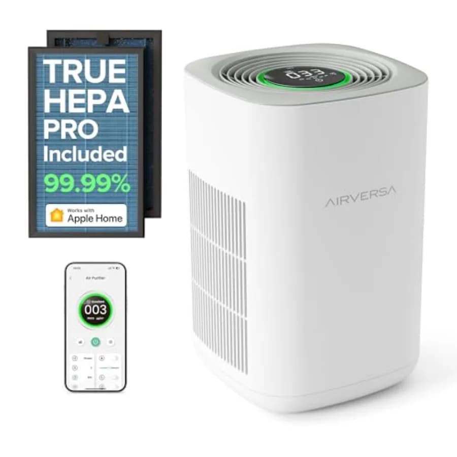 Purificatore d'Aria per Casa e Camera da Letto, per Ambienti Grandi fino a 1050 Piedi Quadrati, Filtro HEPA, Bianco, Rimozione PM2.5 al 99.99%, Display Intelligente Compatibile con HomeKit