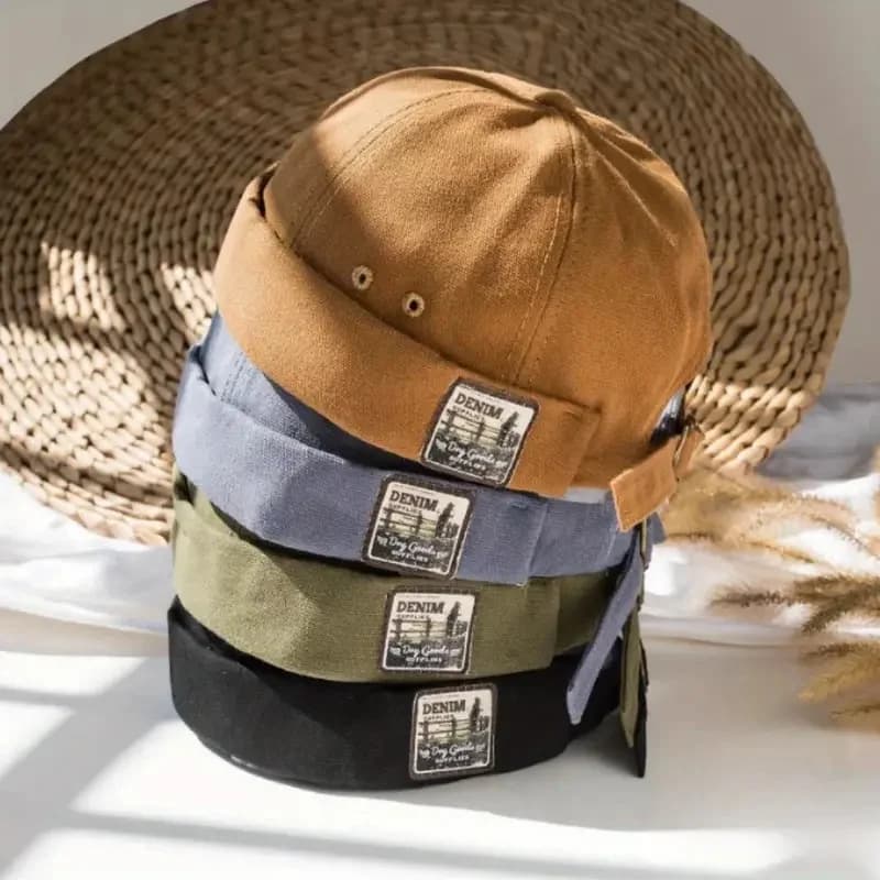 Cappello Docker Unisex Vintage Senza Visiera, Berretto a Cupola Stile Hip Hop, Cappello da Operaio Tinta Unita per Uomo e Donna