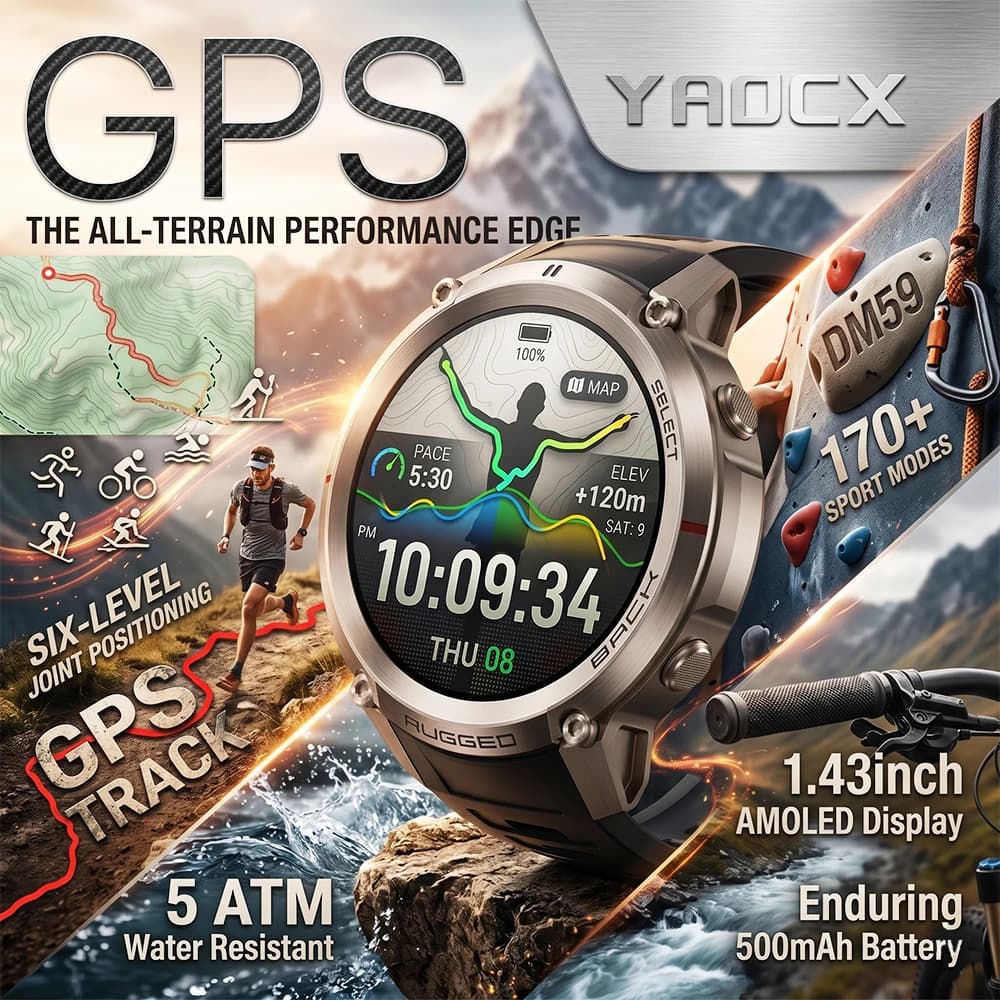 New GPS Smart Watch Rugged Military 500 Mah BT Call Fitness Tracker IP69 Waterproof Health Monitor For Android iOS Smartwatches
