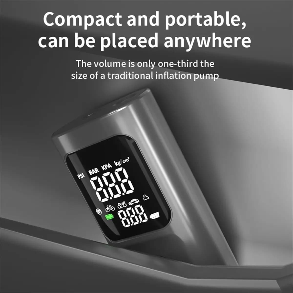 Compressore d'aria portatile (LBER) per gonfiaggio pneumatici, pompa per pneumatici auto con manometro digitale, pompa per pneumatici bici