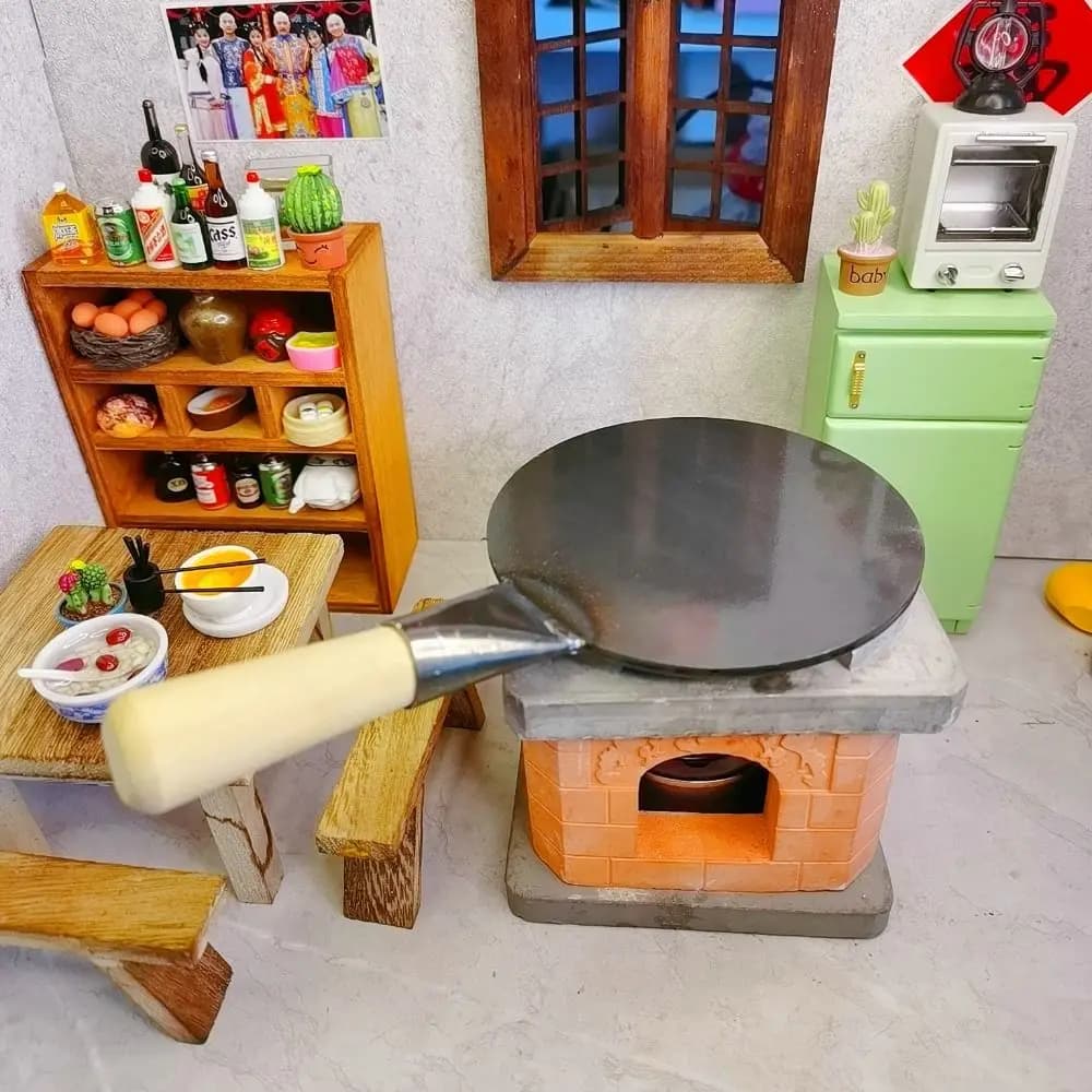 Simulazione completa Mini set da gioco da cucina Maniglia per piano cottura Coperchio per padella Accessori decorativi per cottura reale Mobili per la casa