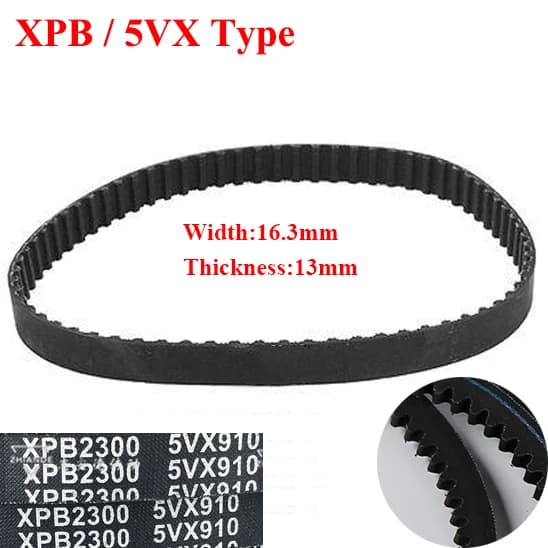 XPB2150/5VX850 XPB2170/5VX860 16,3 mm di larghezza 13 mm di spessore Dente in gomma Wegde Bordo grezzo Banda intasata Trasmissione temporizzata Vee V Belt