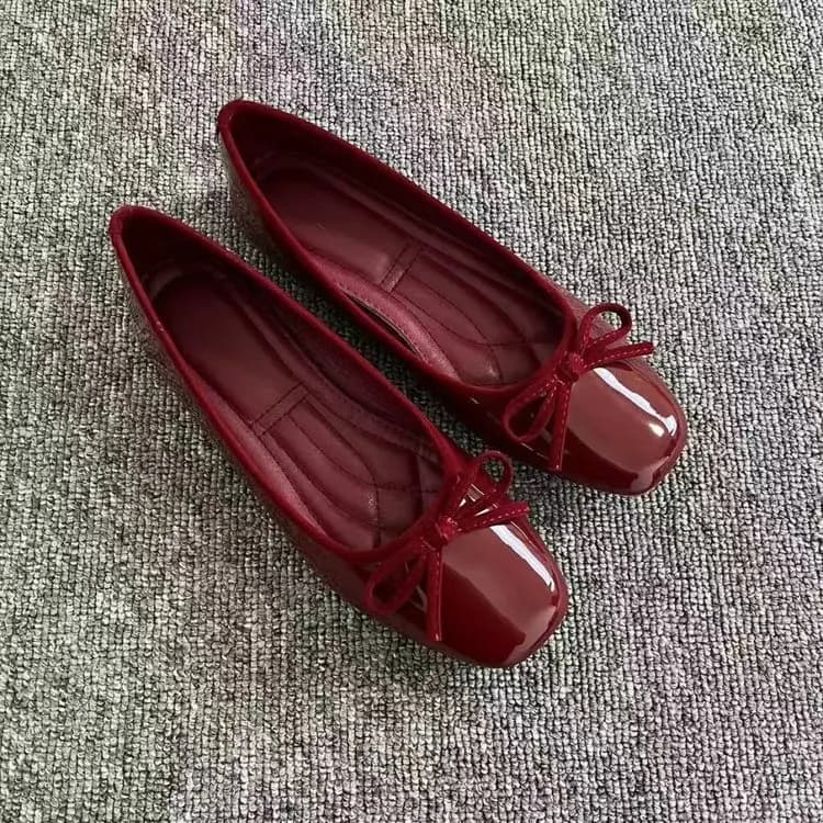 Spring Autumn New Exquisite Women's Flat Shoes Soft Bottom Flat Bottom Square Head Bow Casual Shoes Luxury Women's Single Shoes