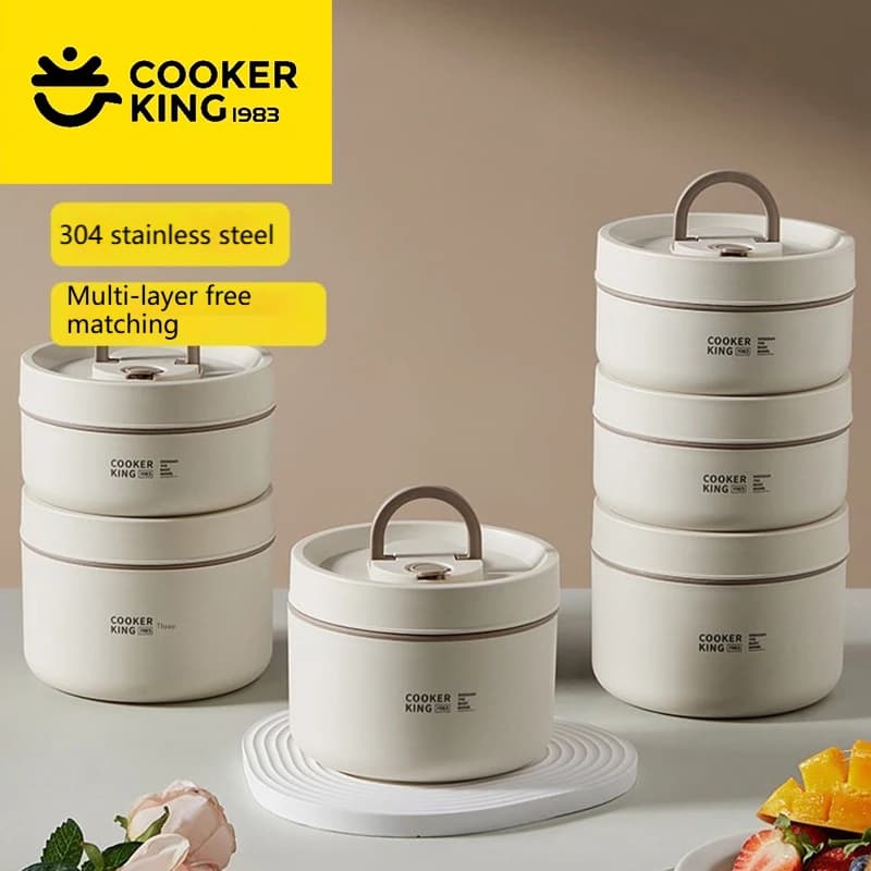 Set di Contenitori per Alimenti Isolati Portatili COOKER KinG, Contenitori Impilabili con Borsa per Adulti e Bambini, Adatti al Microonde