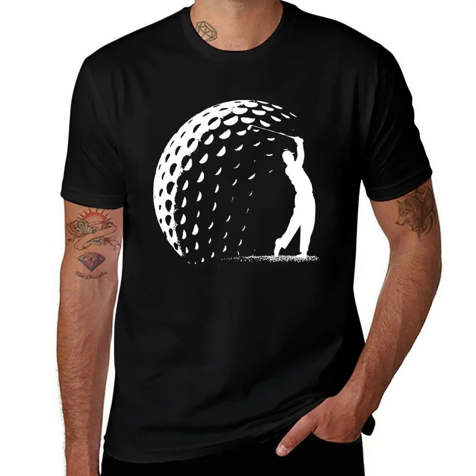T-shirt con silhouette di pallina da golf, t-shirt casual in stile workwear