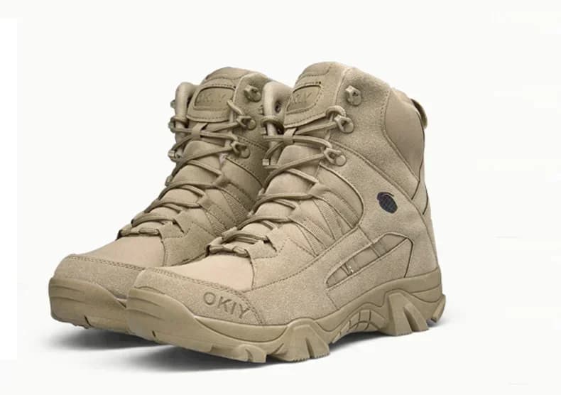 Scarpe da trekking in pelle da esterno Uomo Caccia da lavoro Stivaletti da uomo di sicurezza caviglia 2025 Combattimento nel deserto da uomo di moda