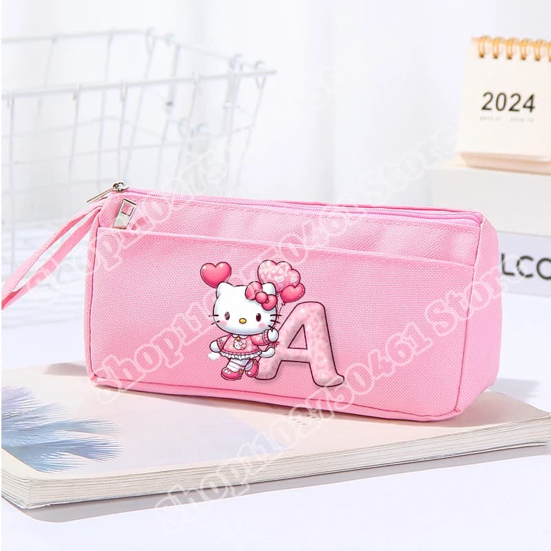 Astuccio per matite Sanrio Hello Kitty con stampa dell'alfabeto A-Z, astuccio per penne, borsa portaoggetti per cancelleria per studenti Kawaii, regali per il ritorno a scuola