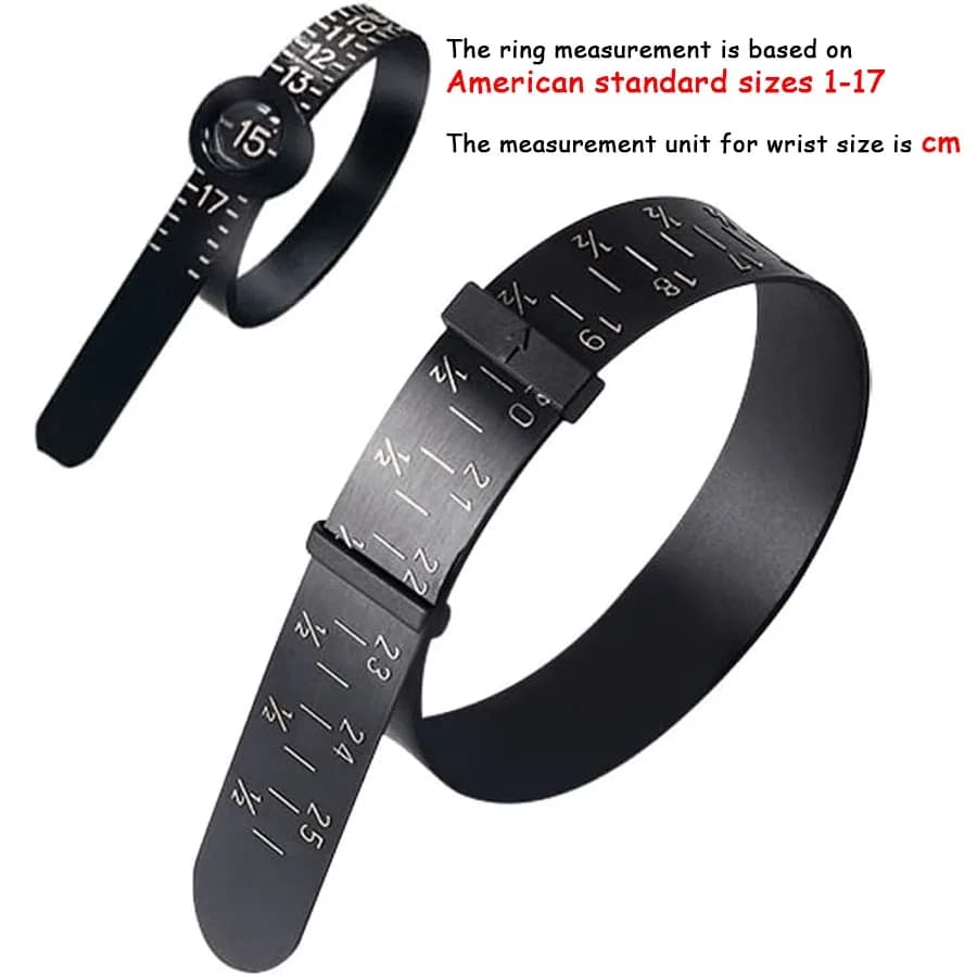 Set di 2 Strumenti di Misurazione per Anelli e Bracciali, Righello Universale per Misurare Dita e Polsi con Lente d'Ingrandimento per Gioielleria