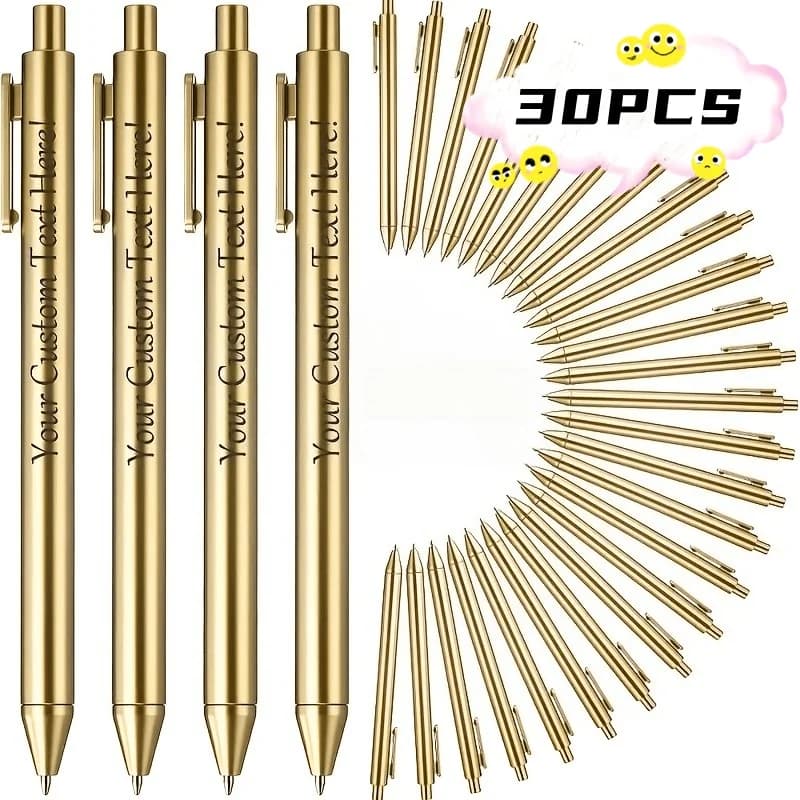 30PCS Customized Personalized Luxury Plastic Ballpoint Pens Laser Engraving Pens for Weddings Bridal Showers Valentine Day
