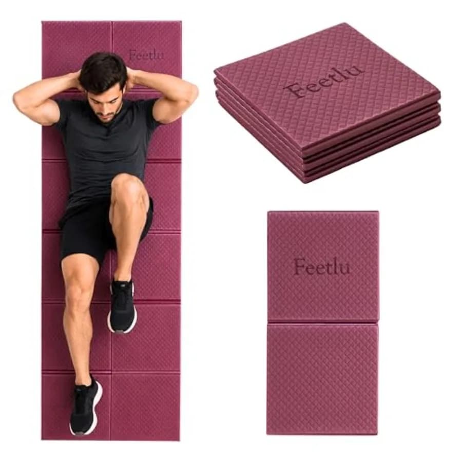 Tappetino da yoga pieghevole, spessore 6 mm, leggero, antiscivolo e facile da riporre, perfetto per viaggi, yoga, pilates, allenamenti a casa e fitness.