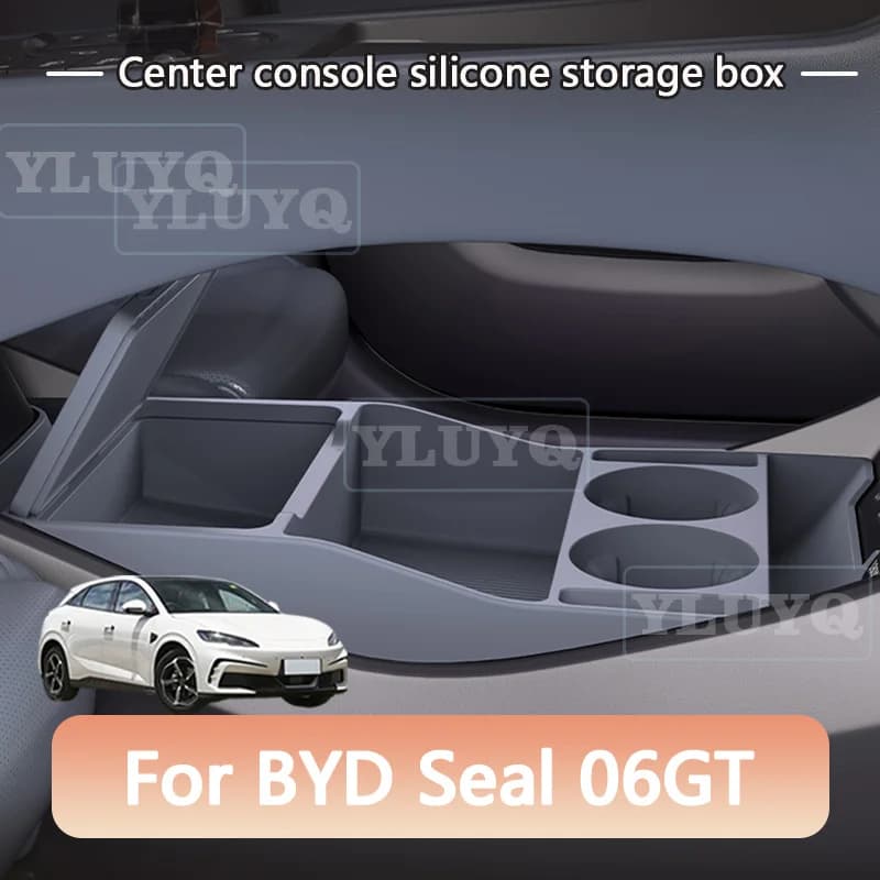 For BYD Seal 06 GT center console lower storage box, car double-layer storage pouch, dedicated silicone interior accessory