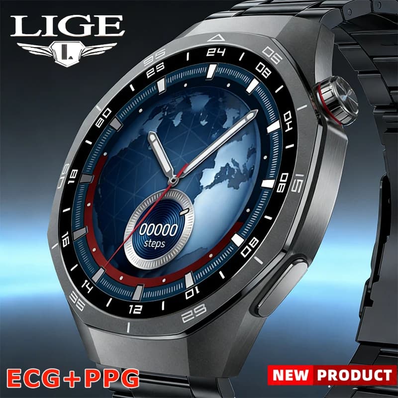 LIGE Nuovo Smartwatch ECG+PPG per Uomo con Dynamic Island, Monitoraggio della Frequenza Cardiaca, Chiamate Bluetooth, Braccialetto IP68 Impermeabile, Orologio Sportivo Intelligente