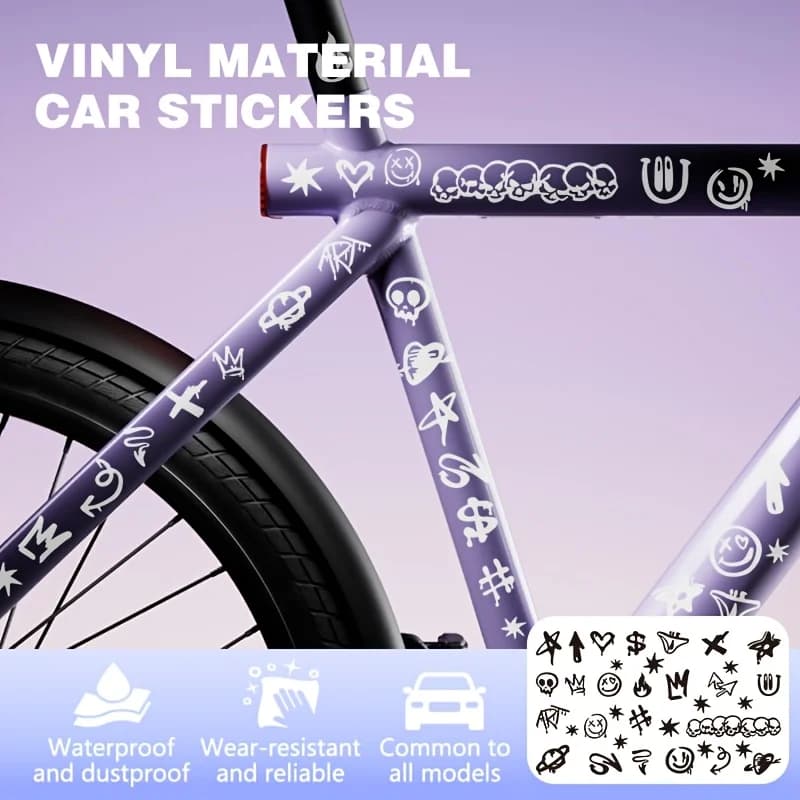 Adesivi piatti 2D, adesivi protettivi per telaio bici con graffiti a forma di teschio, adesivi per moto, adesivi per laptop, adesivi per casco