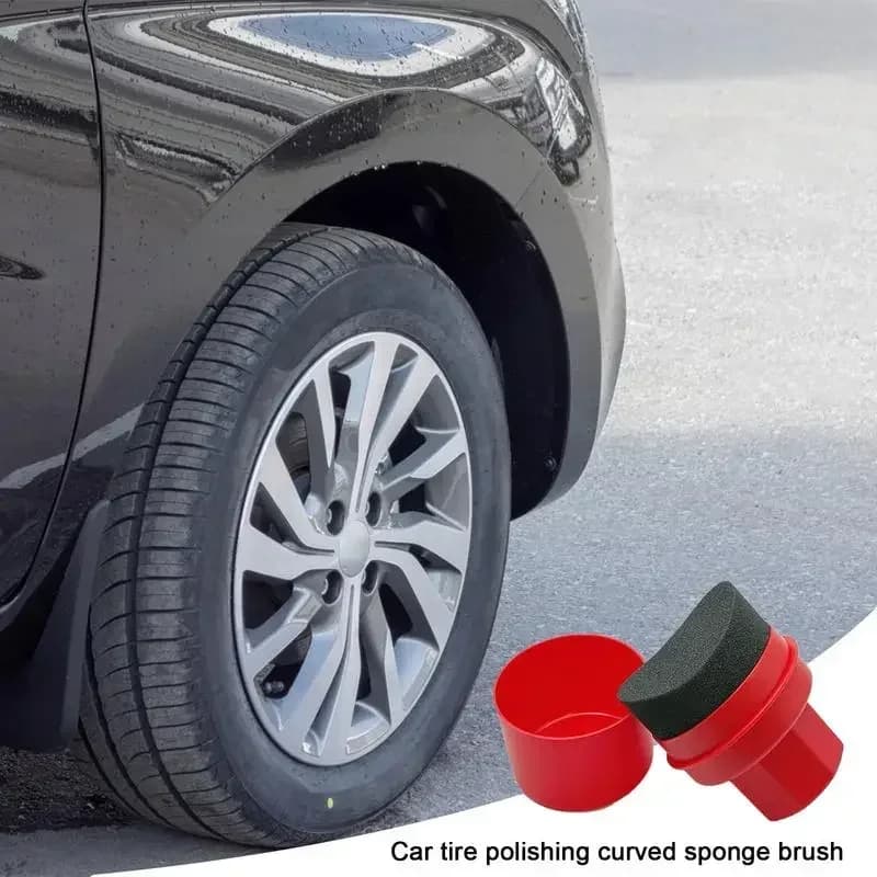 NUOVA spugna per ceretta per pneumatici per auto, applicatore di cera per auto, con coperchio, a forma curva, facile da ceretta, spugna per pneumatici, strumenti per la pulizia dei pneumatici