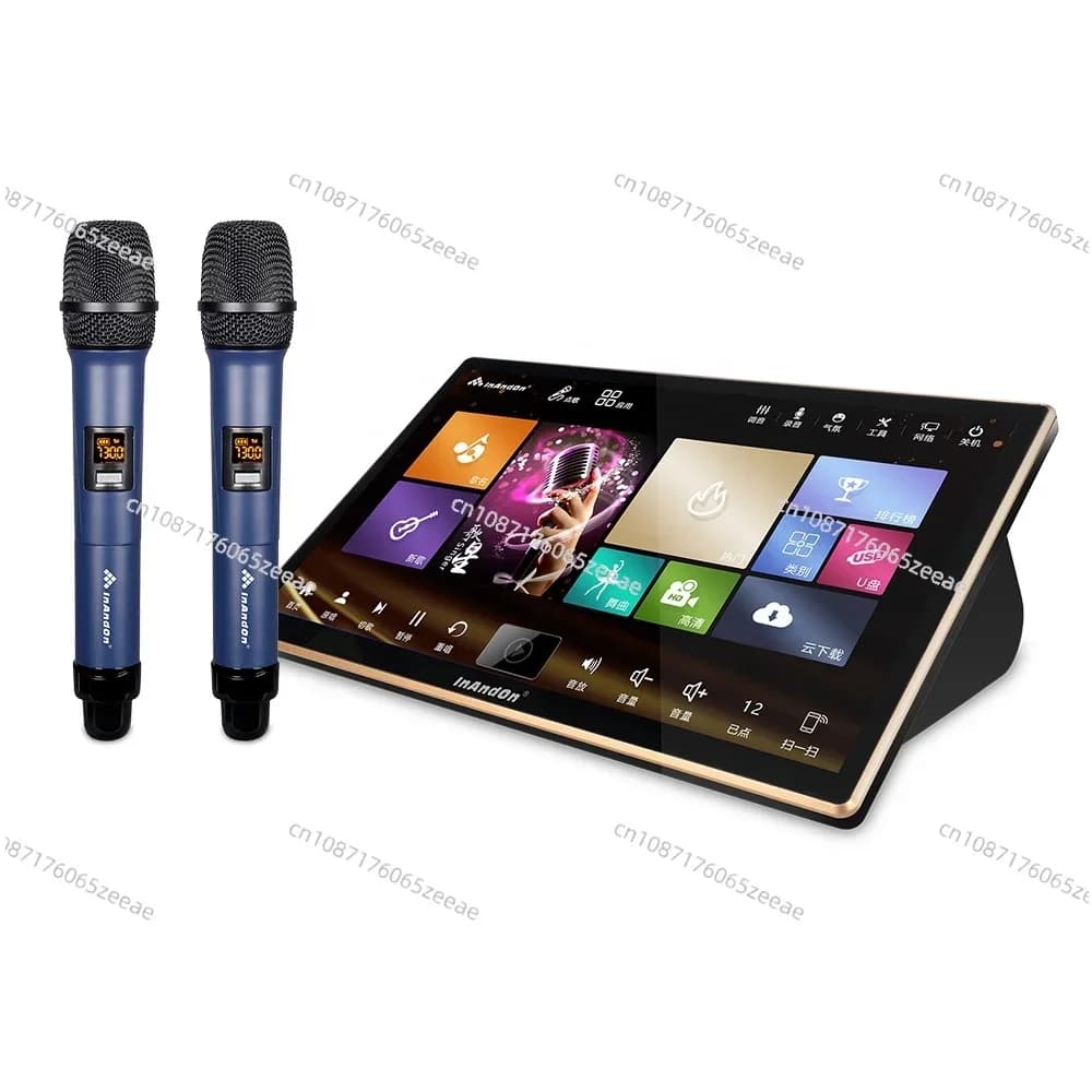 Festa di nozze a casa Sistema karaoke cinque in uno Lettore karaoke Android da 18,5 pollici 6T InAndon KTV Macchina per karaoke Quattro microfoni