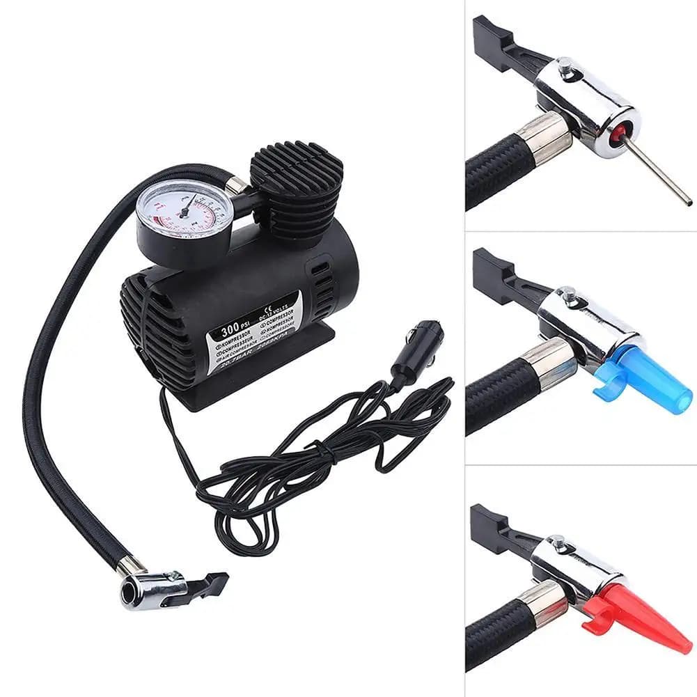 Mini Compressore d'Aria Portatile 300PSI 12V, Gonfiatore Elettrico per Pneumatici Auto, Moto, Biciclette e Palloni