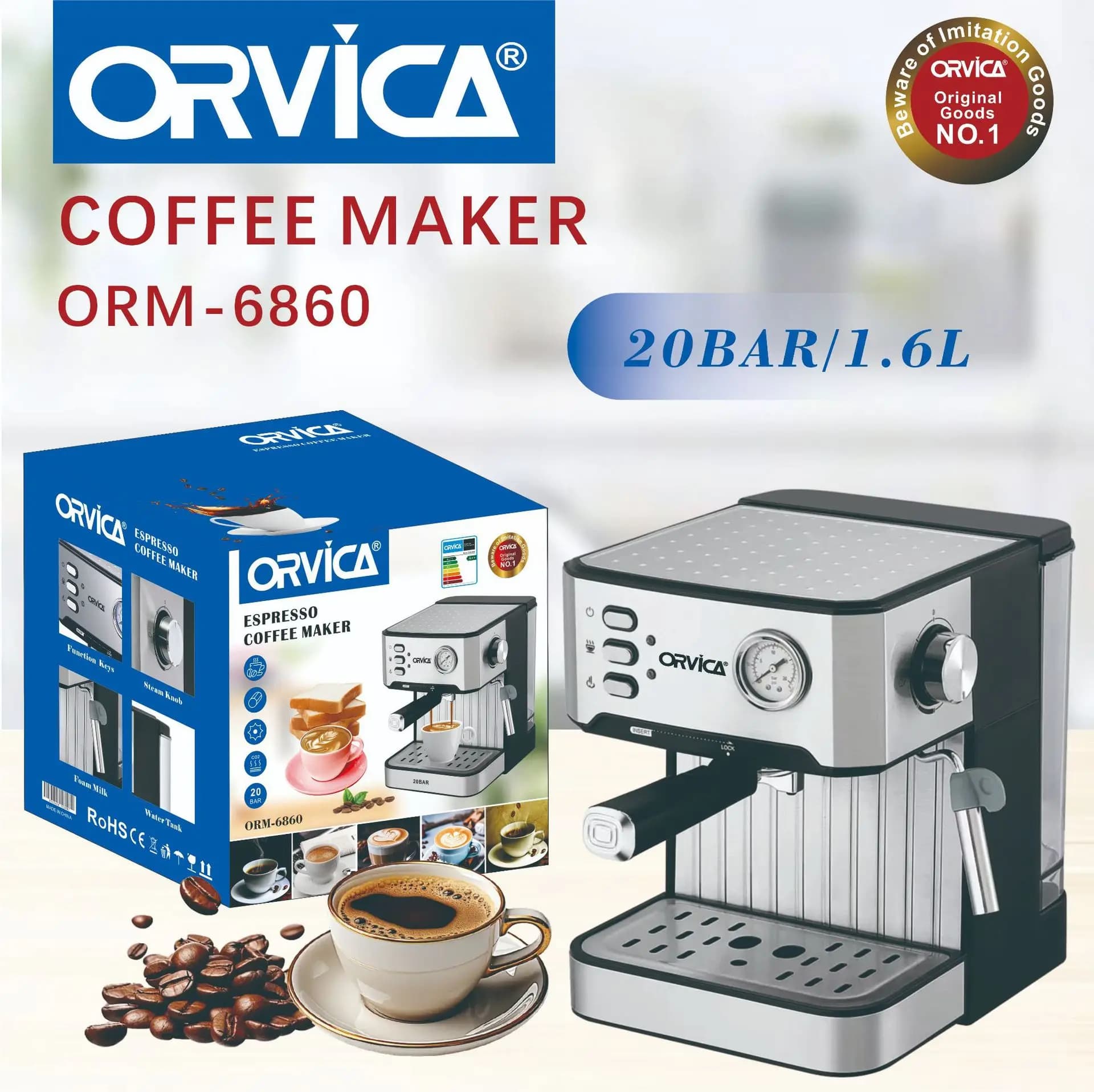 Italian coffee machine, small, semi-automatic, high-pressure steam powered office coffee machine for household use