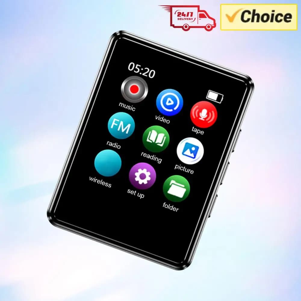 MP3/MP4 music player without data loss compatible with Bluetooth, FM radio, recorder, integrated speaker, 128 GB, 1,77 inch, for everyday use of students