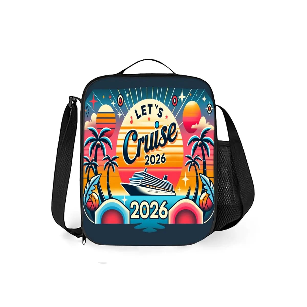Borsa Termica per Pranzo con Stampa Crociere Vacanziera e Tracolla per Bambini/e, Miglior Regalo, Borsa Porta Pranzo Scolastica 2D Piatta con Cartoni Animati per Bambini/e