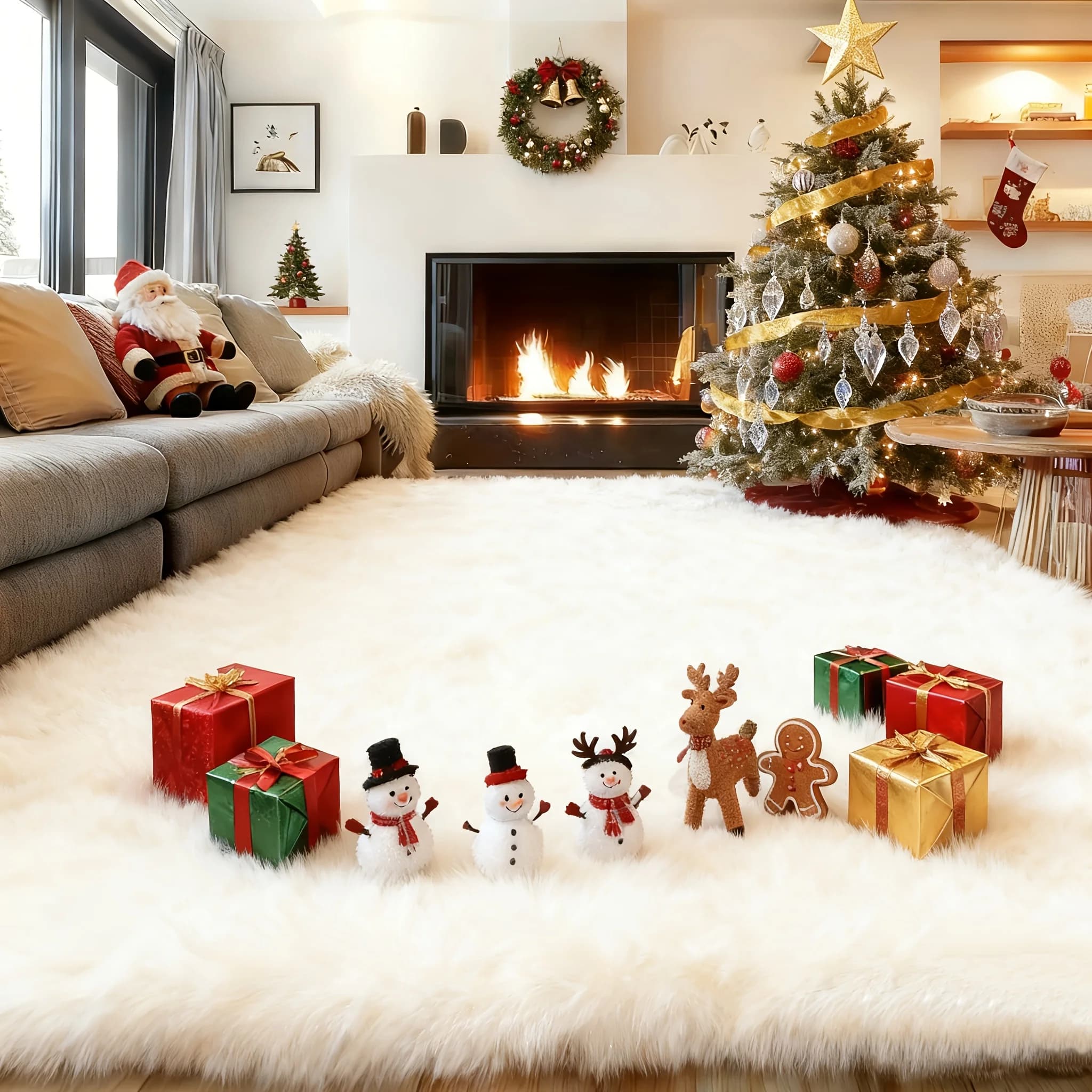 An 8X10 Feet Luxurious Large Rug Designed for The Living Room, Featuring a Fuzzy Plush Texture, This Fluffy Modern Shag Carpet Is Non-Slip And Soft, Perfect for Bedrooms, Study Rooms, Teen Dorms, And As a Home Decor Item Or Christmas Gift