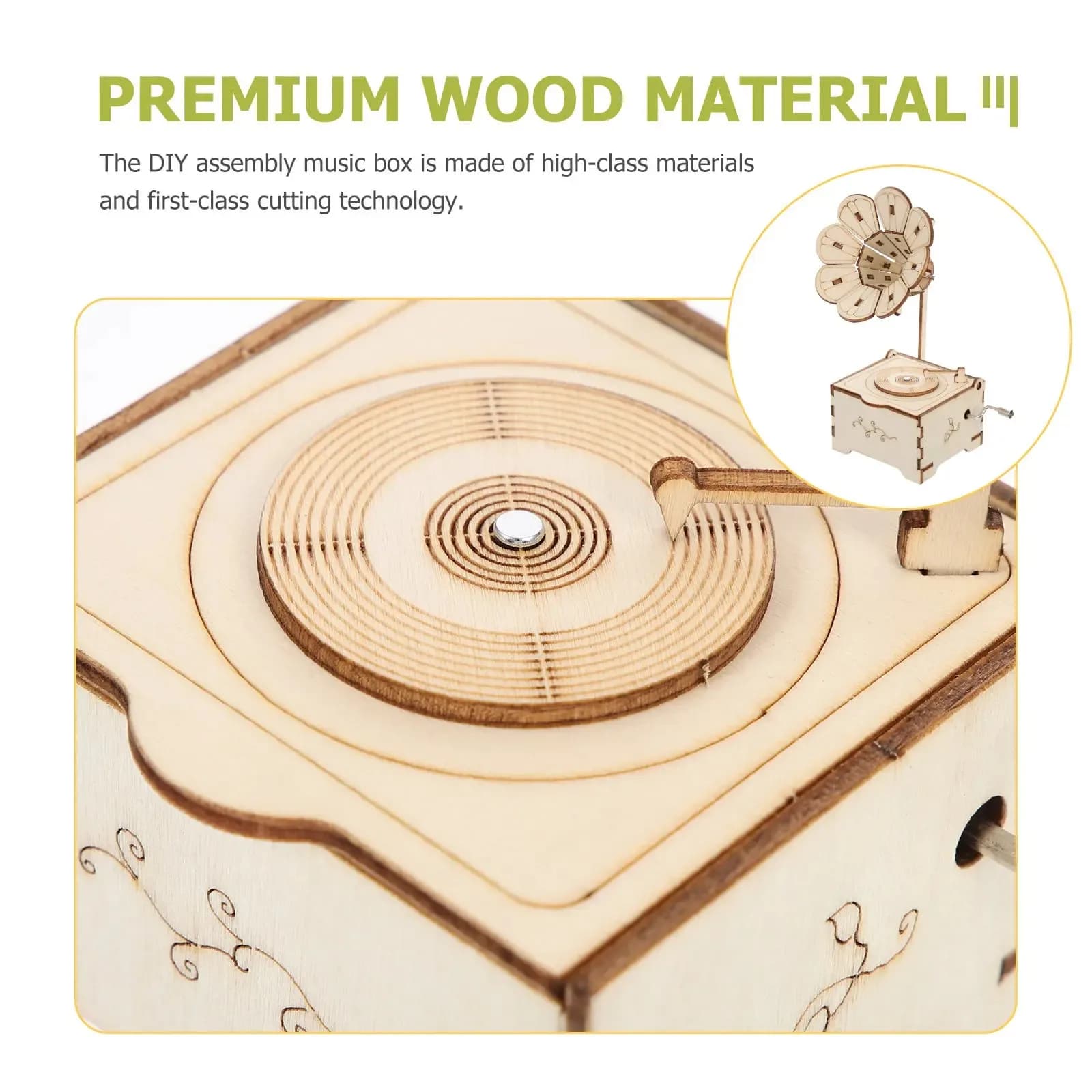 Musical Box Materials Wooden DIY Assembly Handmade Phonograph Creative Kids Educational Hand Operated Intellectual Melody