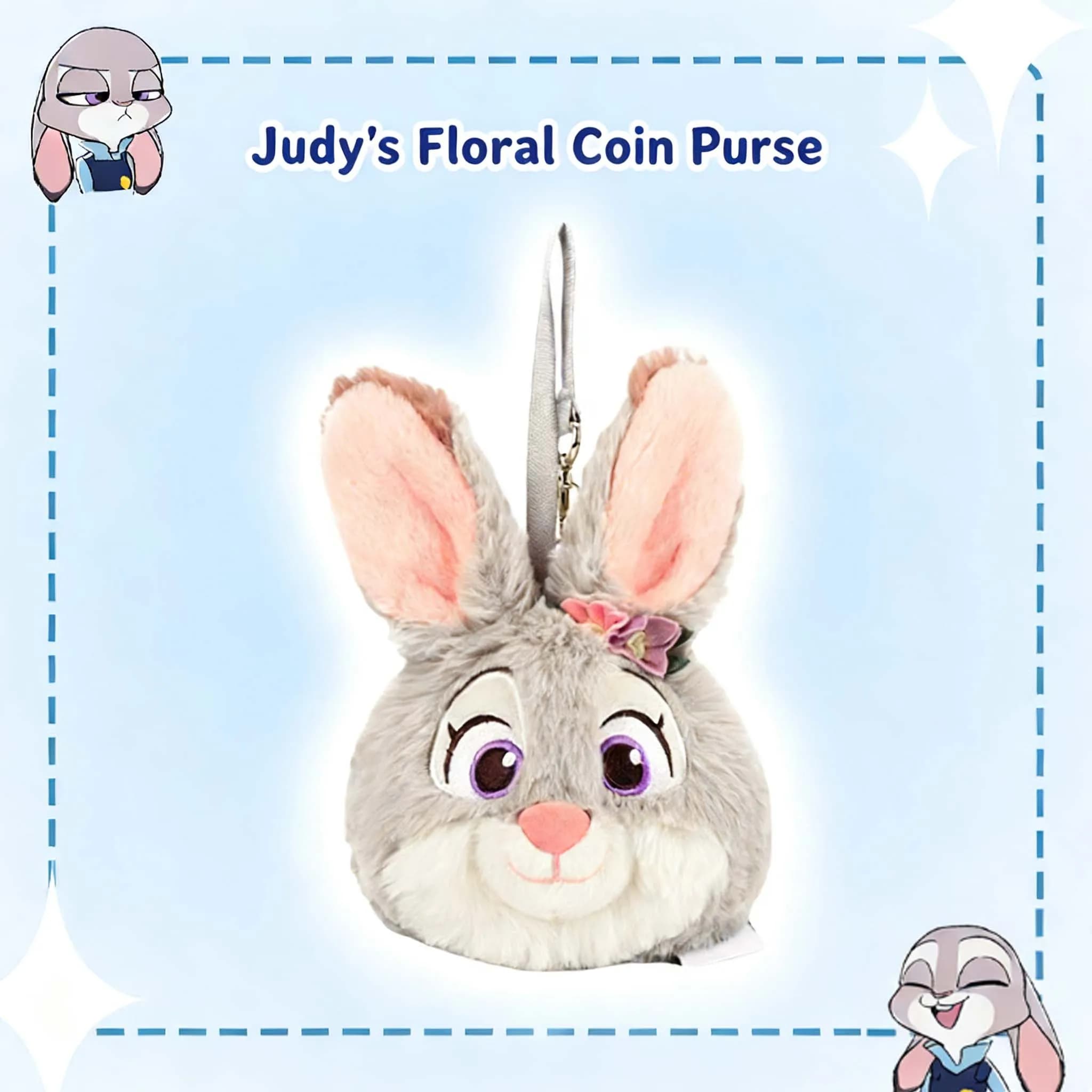 Disney Zootopia Nick Judy Portamonete in Peluche, Simpatico Ciondolo per Borsa a Forma di Animale in Peluche, Portamonete Morbido in Peluche