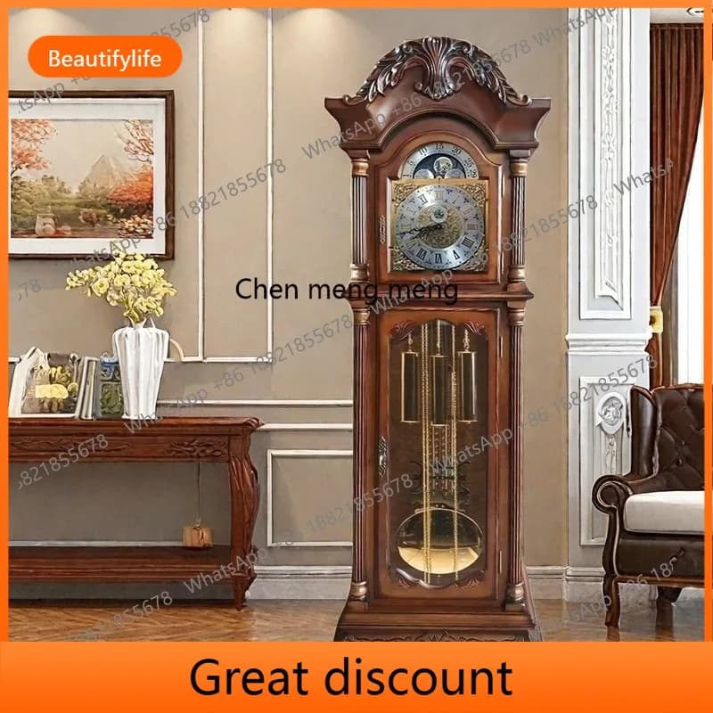 M02 Helmler tedesco Orologio da pavimento europeo Orologio a pendolo da soggiorno Orologio classico in legno massello