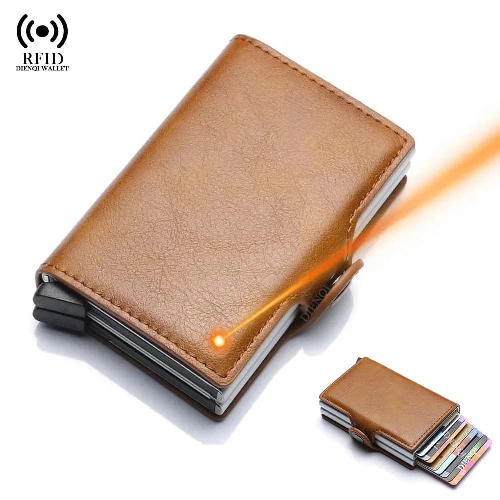 Portafoglio Personalizzabile con Incisione Nome, Mini Regalo, Porta Carte RFID, Portafogli Automatici Pop-Up a Doppia Scomparto per Uomo, Porta Carte di Credito e Bancomat