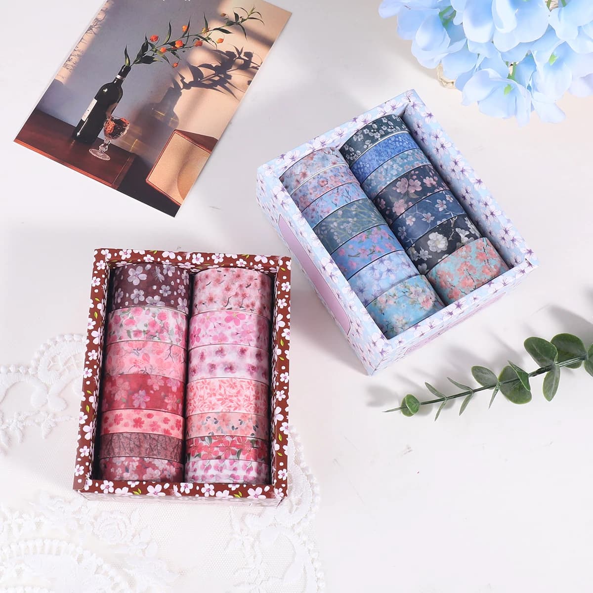 Set di 14 Rotoli di Nastro Washi Floreale Vintage, Nastro Decorativo Colorato Fai-da-Te per Quaderni, Diari, Bullet Journal e Confezioni