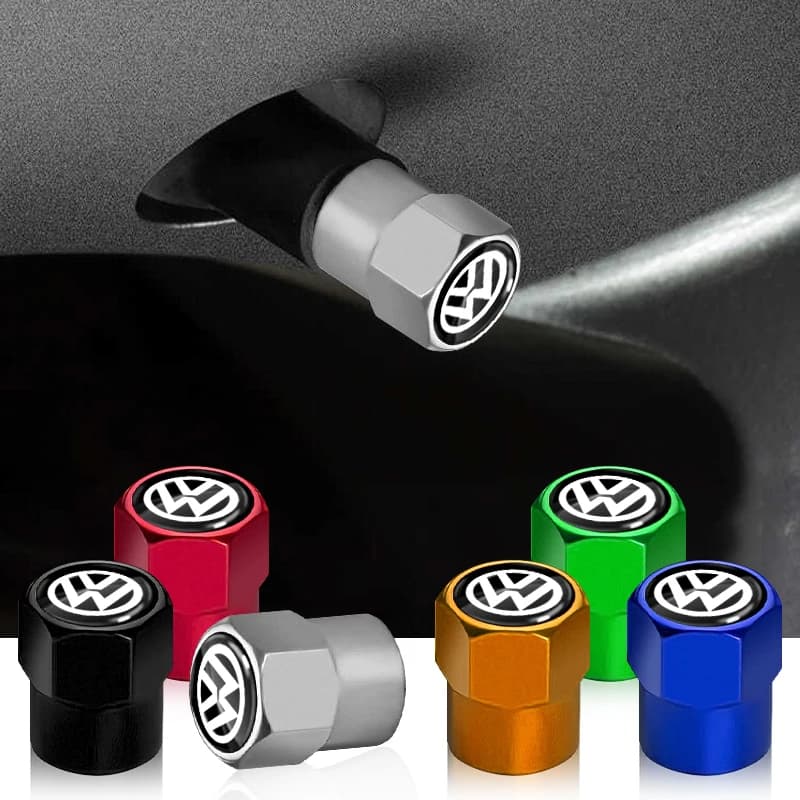 Car Wheel Valves with Emblem for Volkswagen CC Polo Golf 4 MK7 MK5 MK4 MK6 Passat Scirocco Tiguan