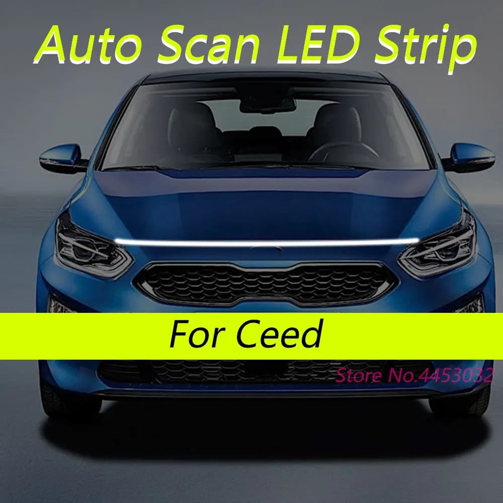 New DRL Auto Scan LED Strips For Kia Ceed 2012-2020 Car Hood Light Flexible Headlights Welcome Light 59 Inch