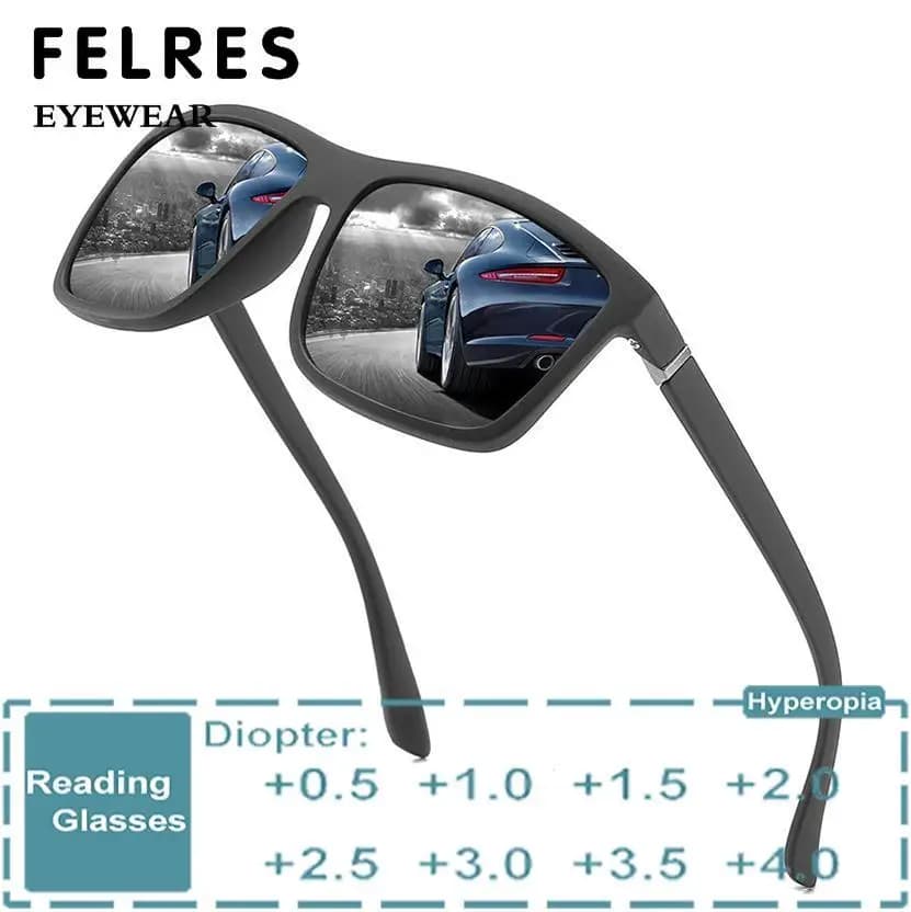 Sunglasses with black men's design reading lenses Presbyte readers with finite prescription Sunglasses with external lampshade + 1.5 + 2.0