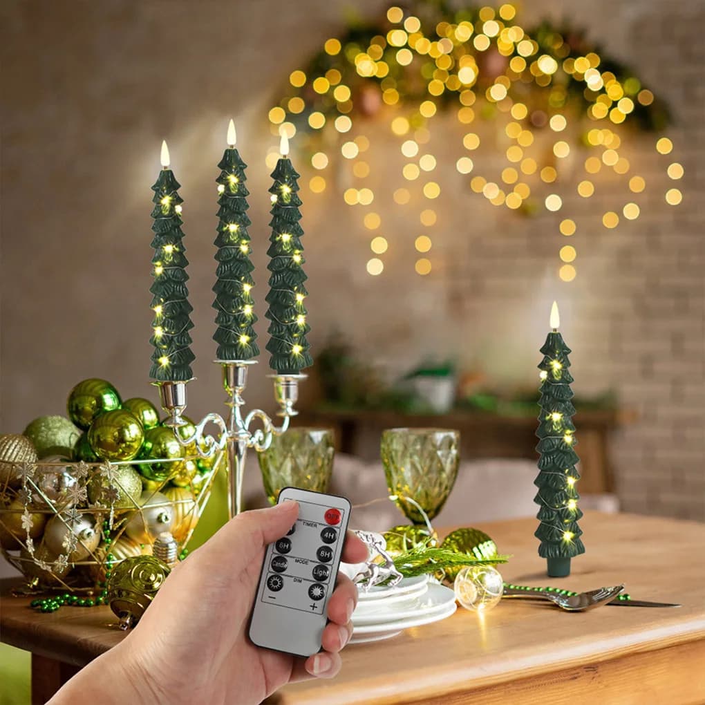 Set of 4 LED Candles with Remote Control to Create a Festive Atmosphere