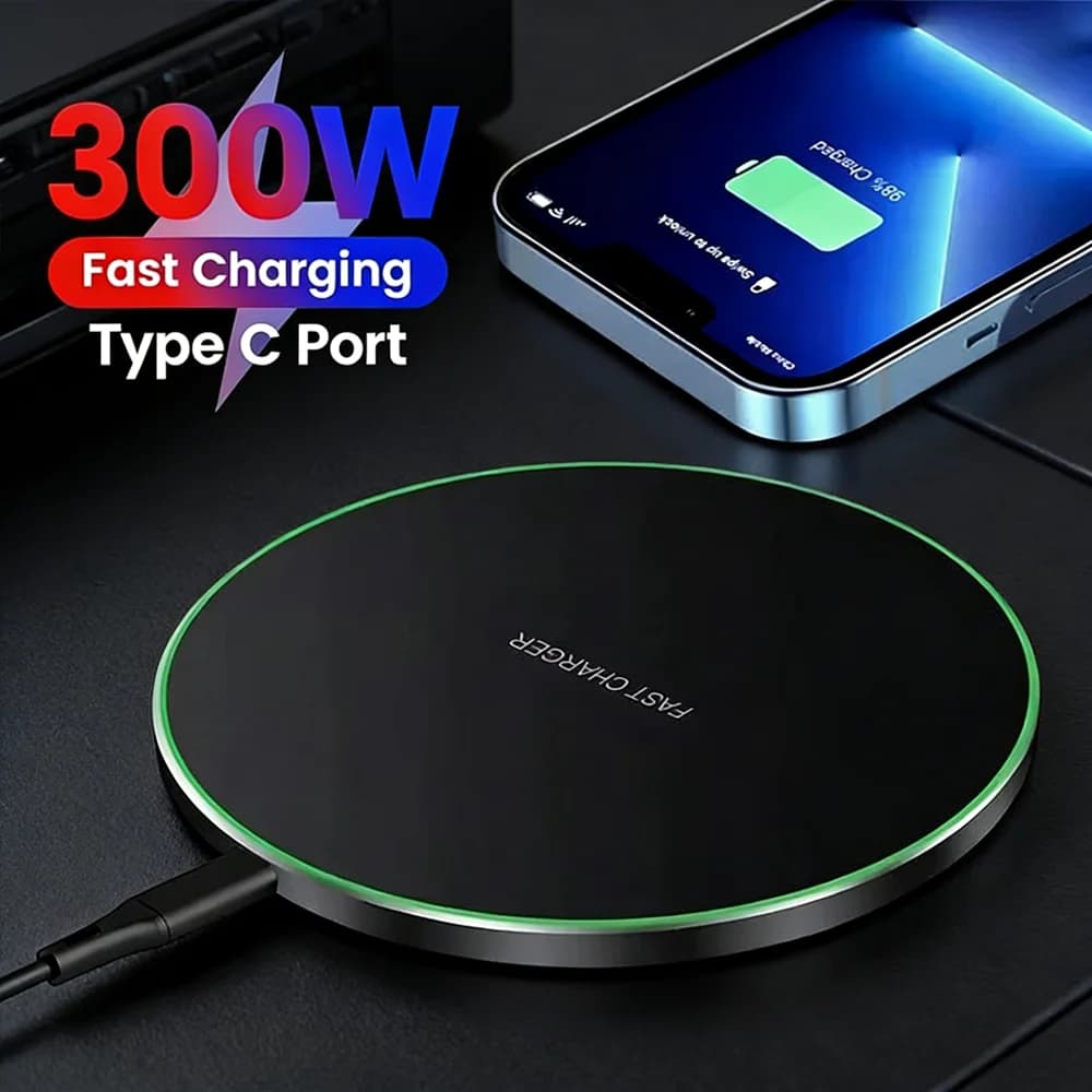 Caricatore Wireless 300W a Induzione, Base di Ricarica Rapida per iPhone 16 15 14 13 12 Pro Max, Samsung S24 S23 S22, Xiaomi, Huawei
