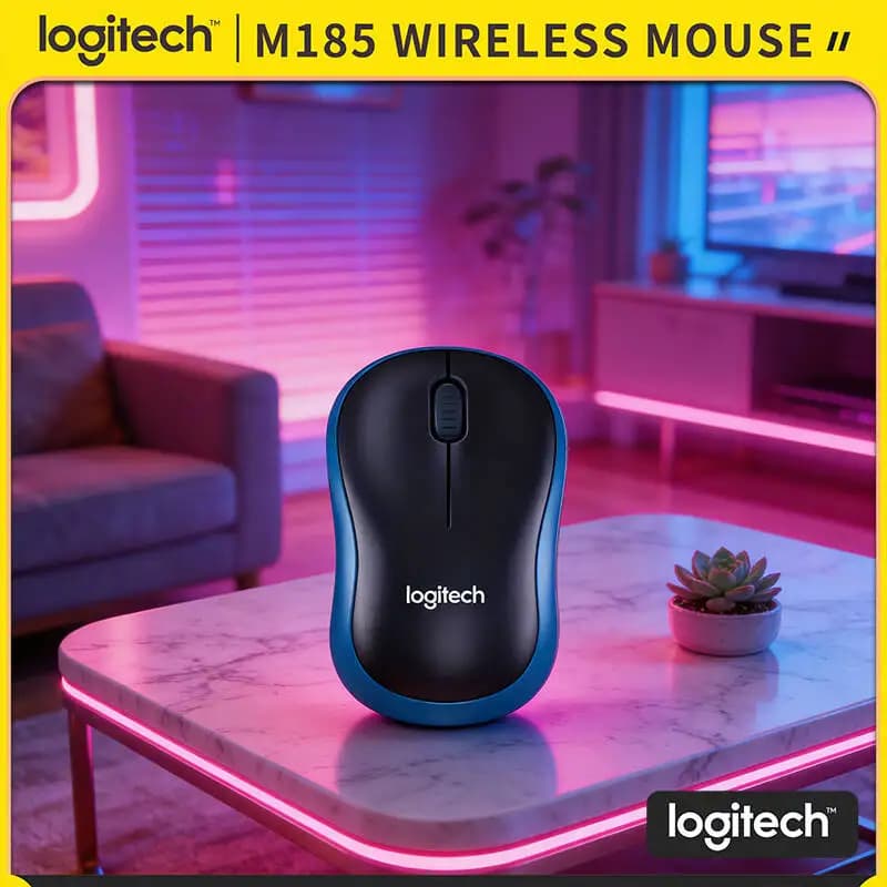 Logitech M185 Optical Mouse with Smart Sleep Function, 1 AA Battery, Duration 12 Months, 1000 DPI, Range 10m, Plug-and-Play Function